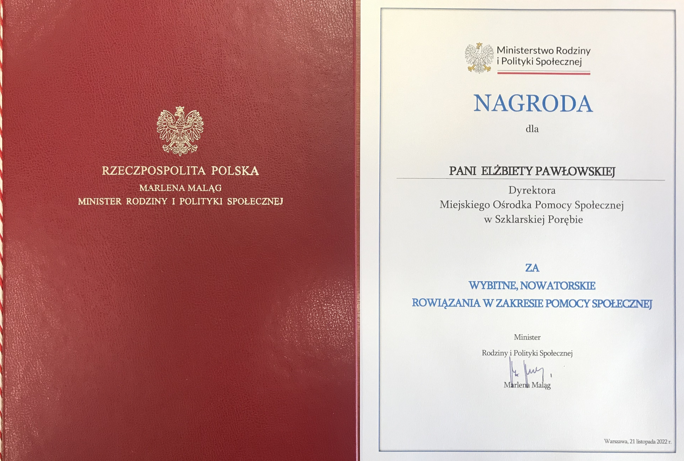 Nagroda ministra dla Elżbiety Pawłowskiej