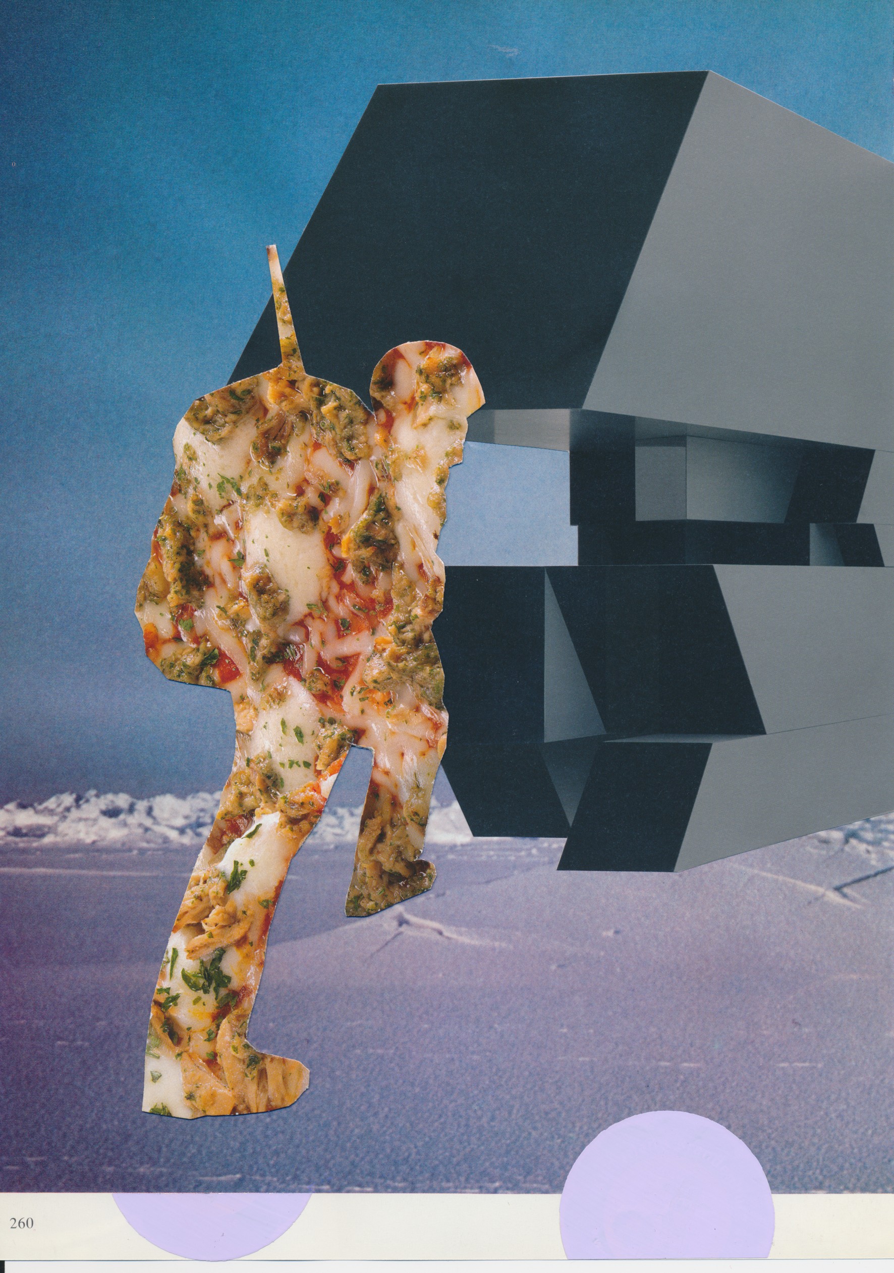 Ryszrad Górecki, Pizza soldier 71, 2015 r., kolaż, akryl na ilustracji książkowej, 29,5×21 cm
