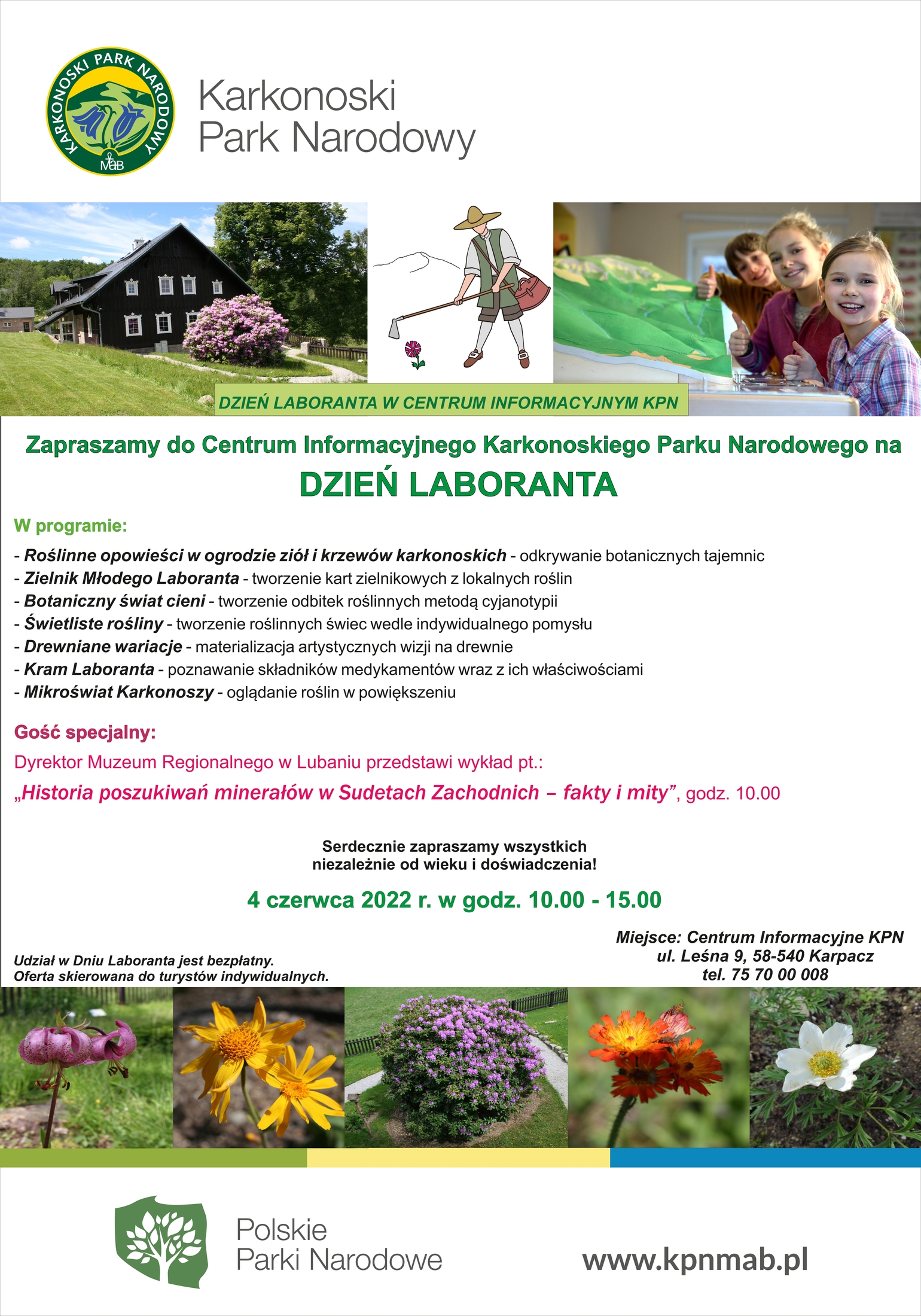 Dzień Laboranta w Centrum Informacyjnym KPN w Karpaczu 4 czerwca '22 od godziny 10