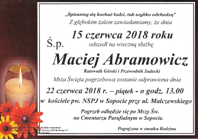 Maciej Abramowicz - nekrolog