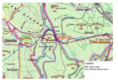 Tymczasowe zamknięciu szlaku turystycznego ze schroniska Orle do Mostu Granicznego