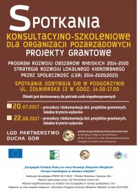 Spotkania konsultacyjno Szkoleniowe dla organizacji pozarządowych - projekty grantowe